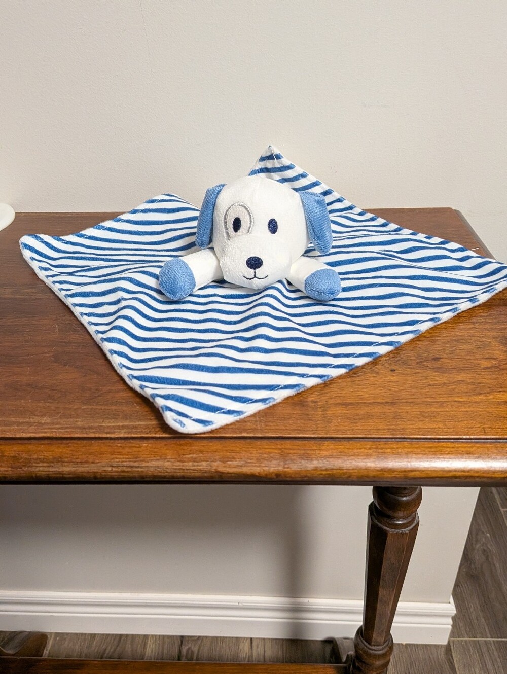 Chikitoe Dollar Store Puppy Dog Lovey Blue White Striped Baby Cuddle Toy